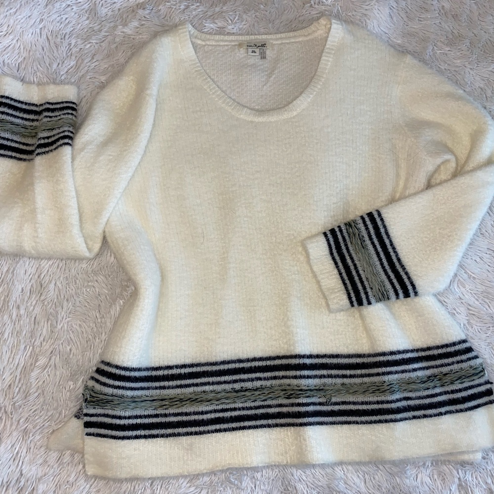 Cozy white striped sweater